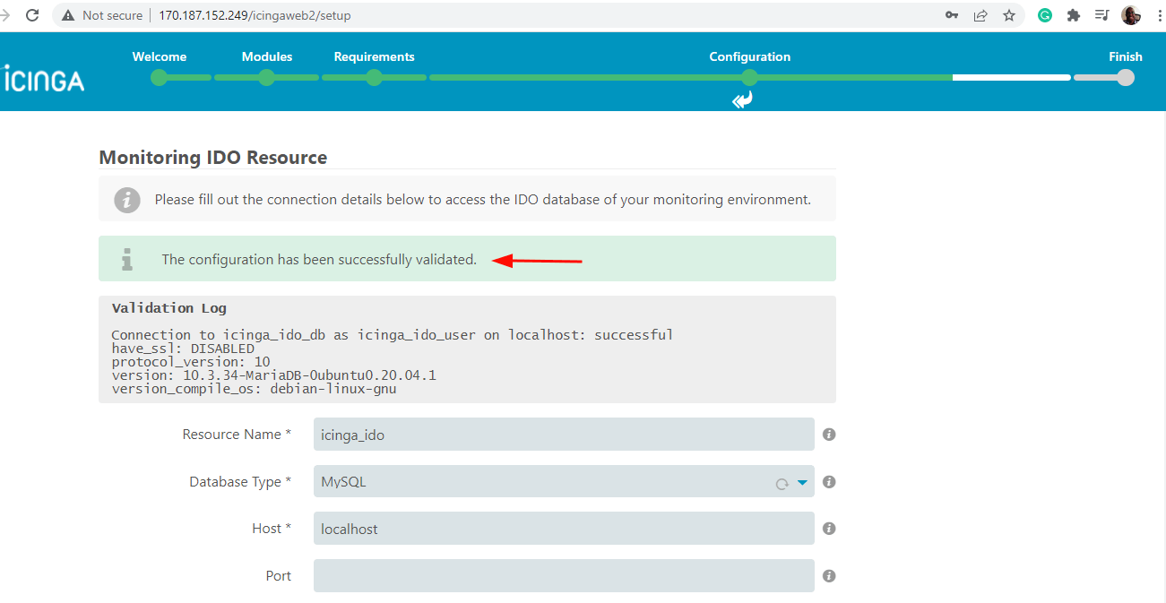 Icinga2 IDO Validate Confirmation