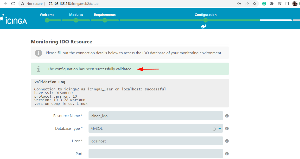 Icinga2 MySQL Module Validated