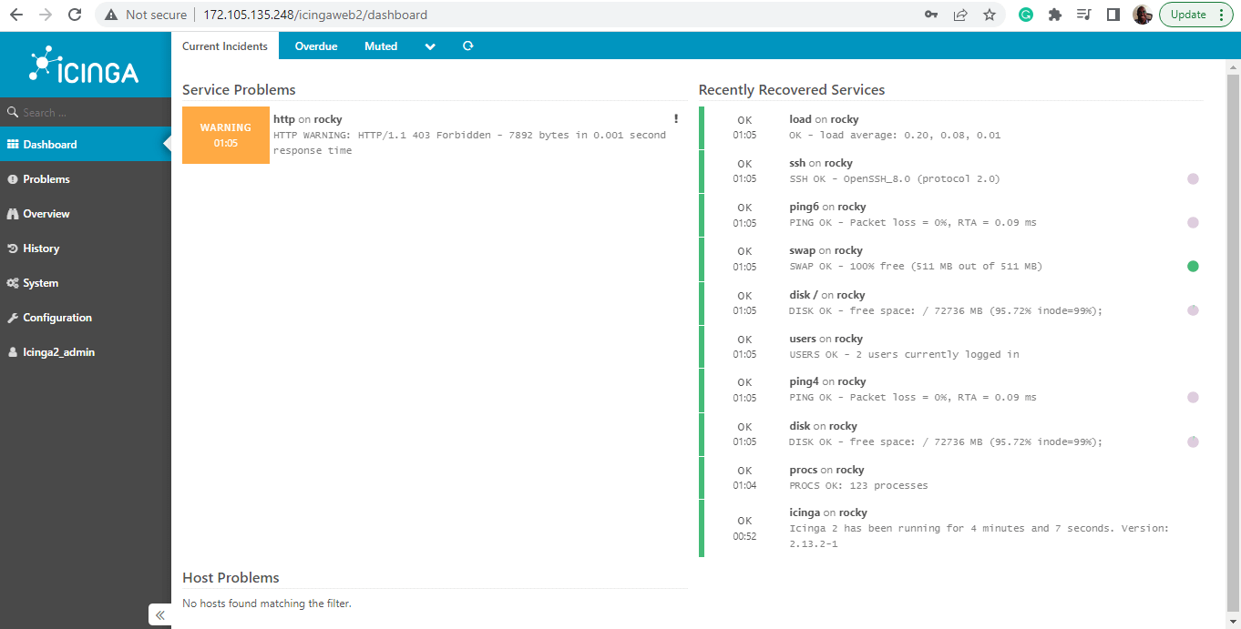 IcingaWeb2 Dashboard