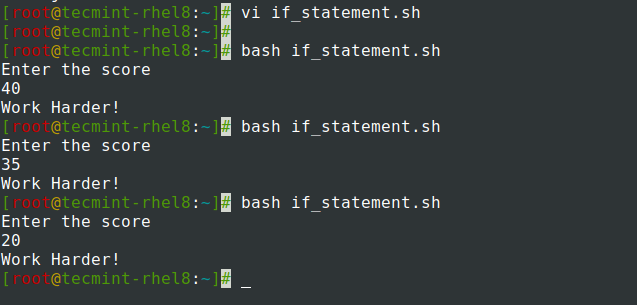 if Statement in Shell Script