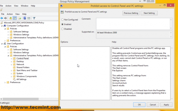 Control Panel Settings