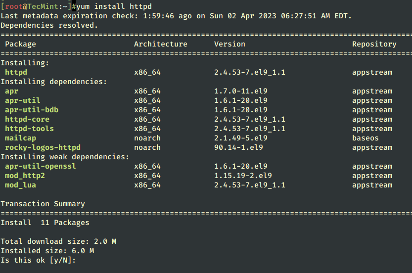 Install Apache in Linux