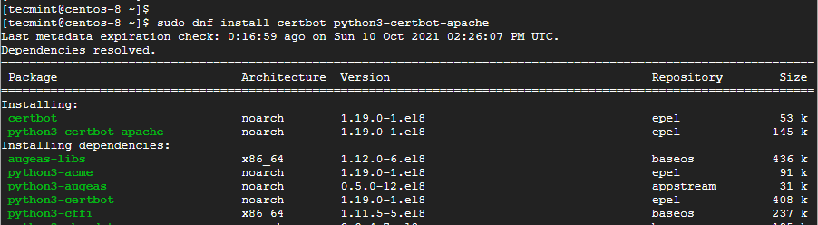 Install Certbot in CentOS