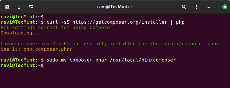 Install Composer in Ubuntu