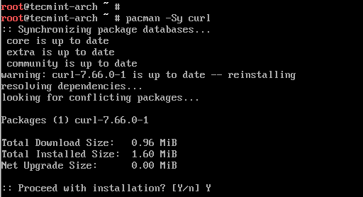 Install Curl on Arch Linux