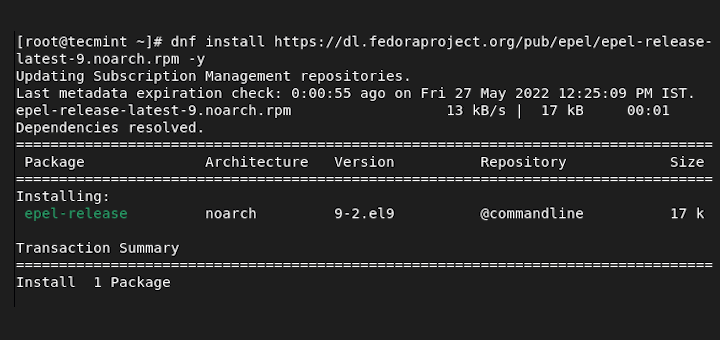 Install EPEL Repo in RHEL 9