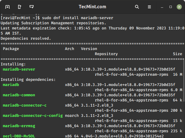 Install MariaDB in Linux