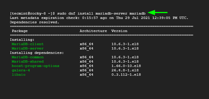 Install MariaDB in Rocky Linux