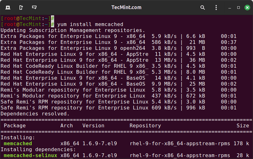 Install Memcached in RHEL 9