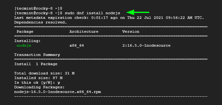 Install NodeJS on Rocky Linux