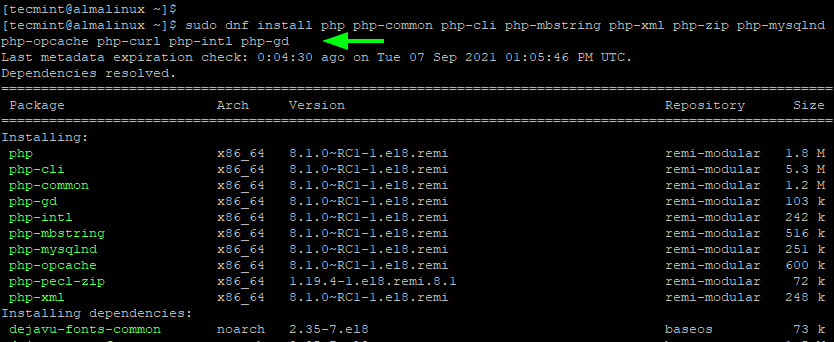 Install PHP Modules in AlmaLinux