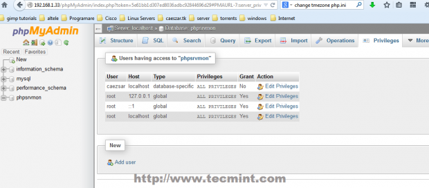 Create PHP Server Monitor Database via PhpMyAdmin