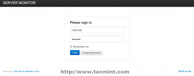 Server Monitor Login Page