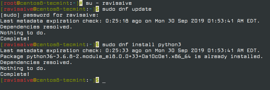 Install Python3 on RHEL and CentOS 8