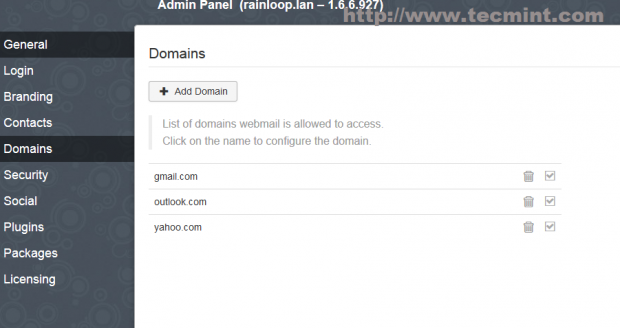 Default Mail Domains