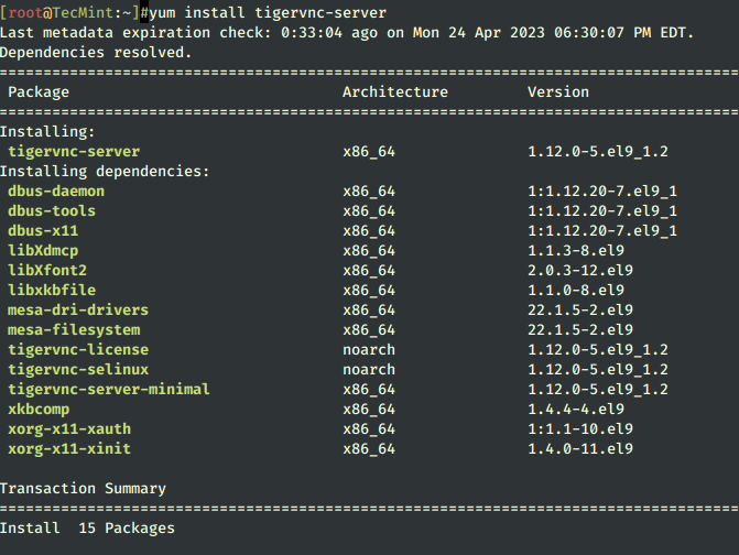 Install TigerVNC in Linux