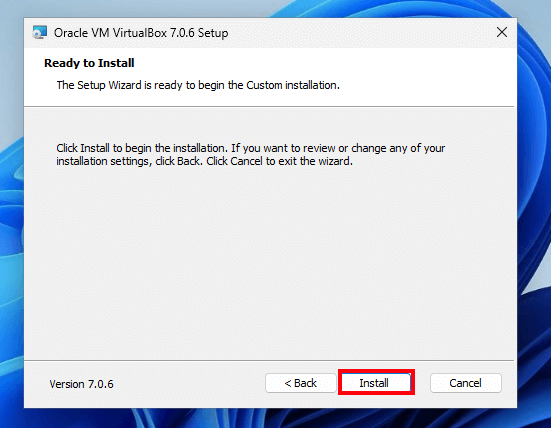 Installation of VirtualBox on Windows