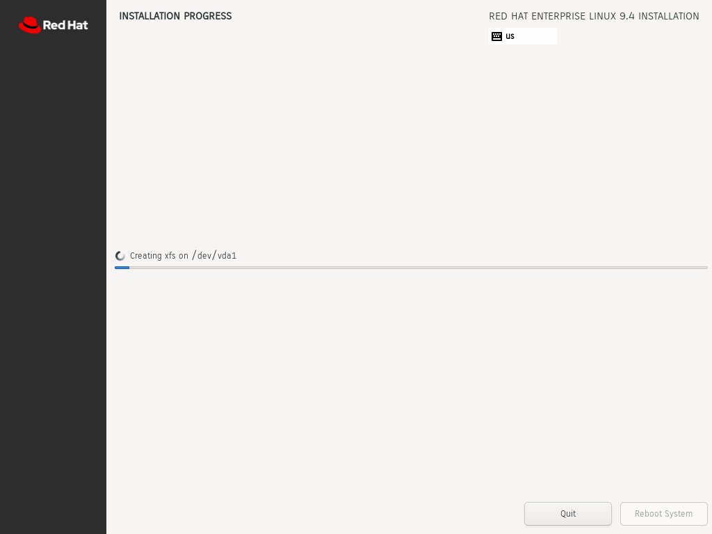 RHEL 9 Installation Progress