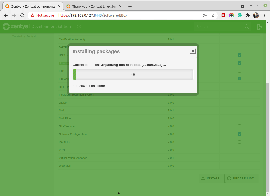 Installing Zentyal Packages