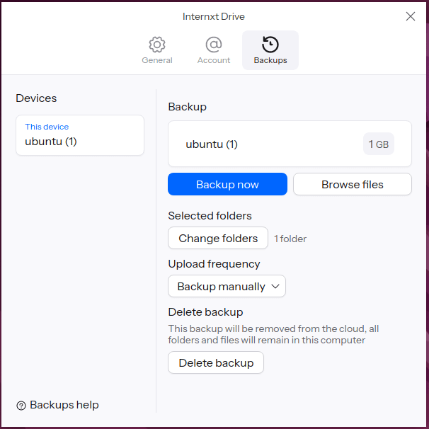 Internxt Drive Backup Files