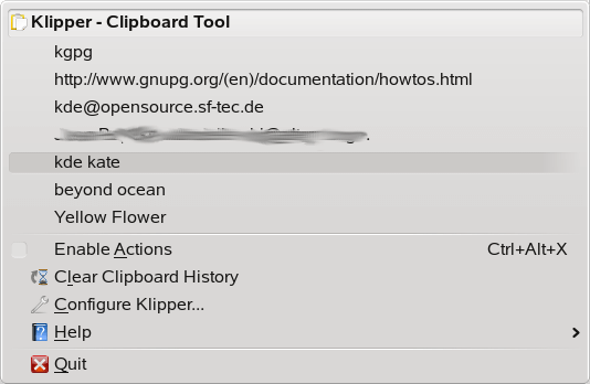 Klipper Clipboard Manager