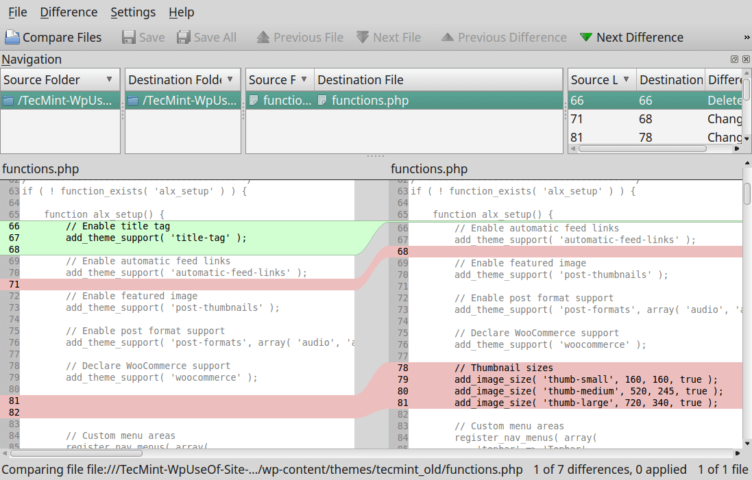 Kompare Tool - Compare Two Files in Linux