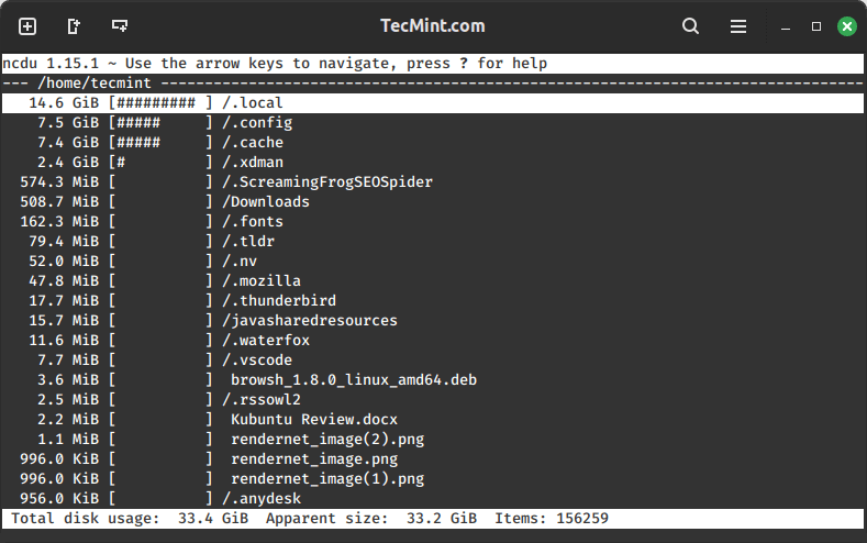 Linux Disk Usage Tree View