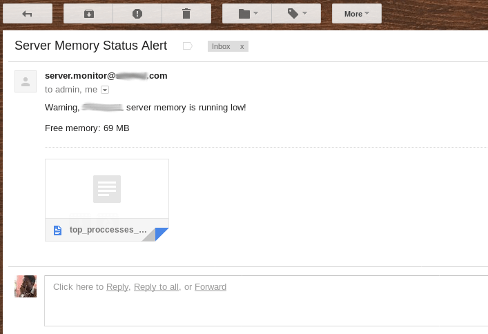 Linux Memory Email Alert
