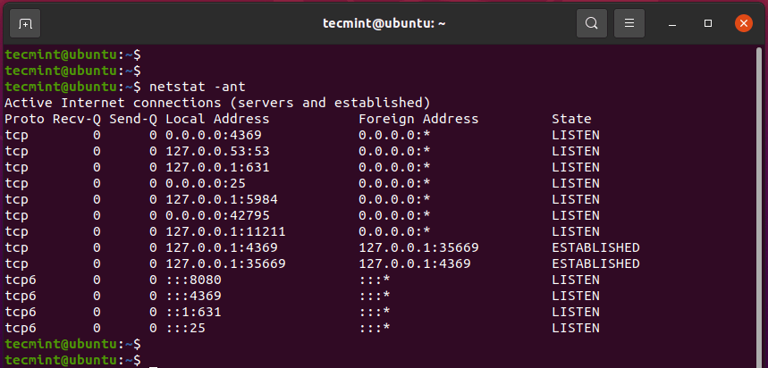 List Active TCP Connections