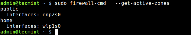 List Active Zones in Firewalld