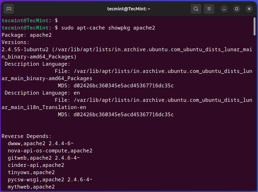 List Dependencies of a Package