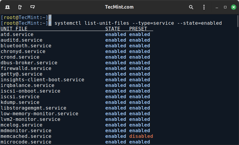 List Enabled Services