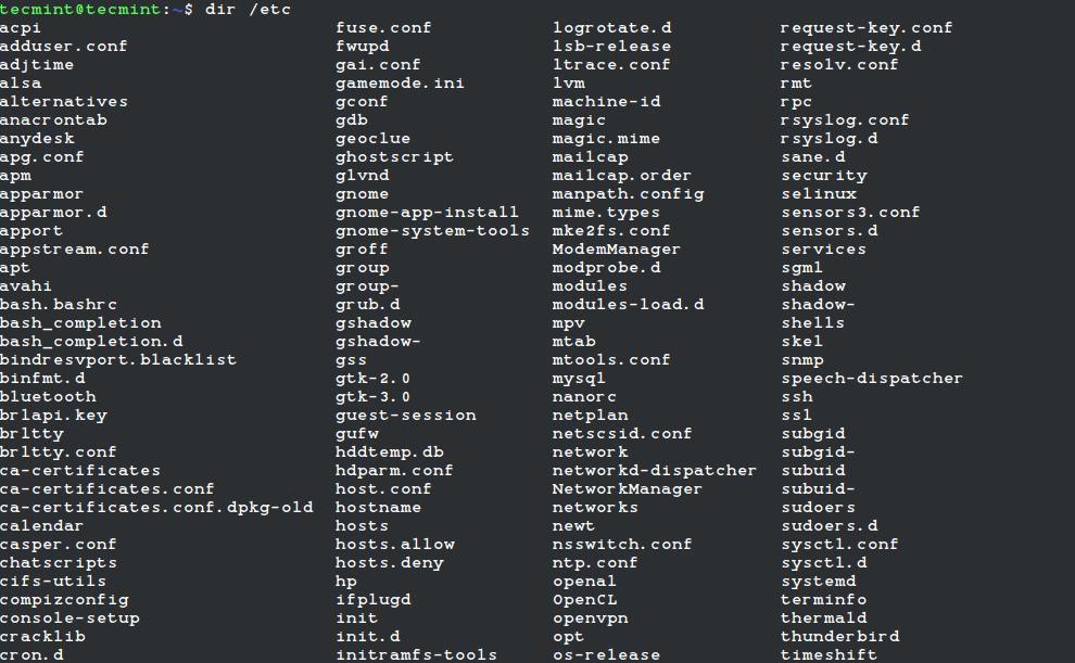 List Files and Directories of Particular Directory