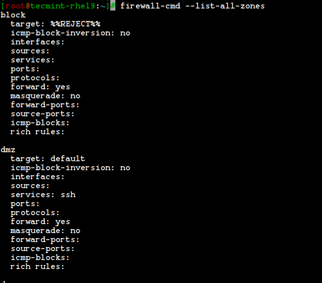 List Firewalld Zones