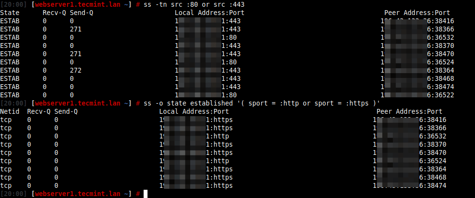 List HTTP and HTTPS Ports Client Connections