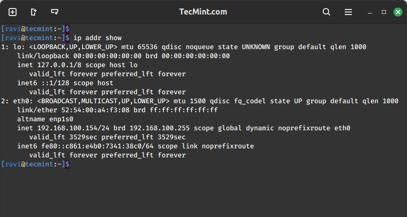 List Linux Active Network Interfaces