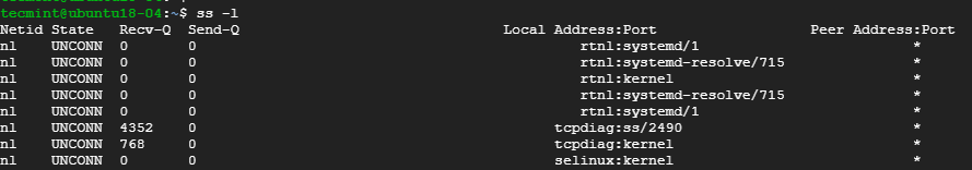 List Listening Sockets in Linux