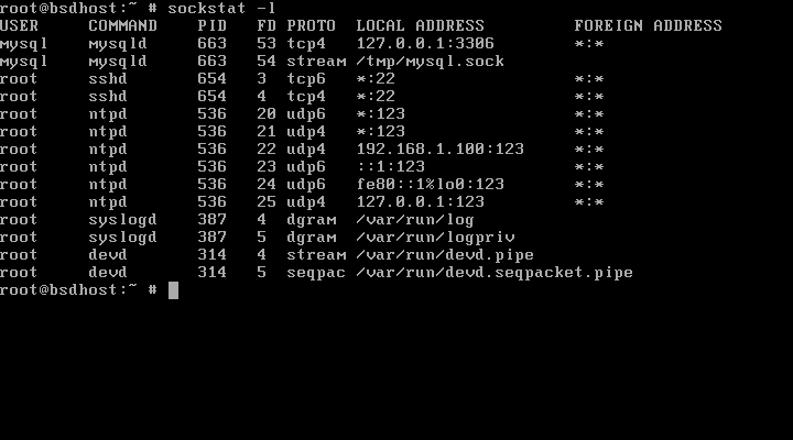 List Listening Sockets on FreeBSD