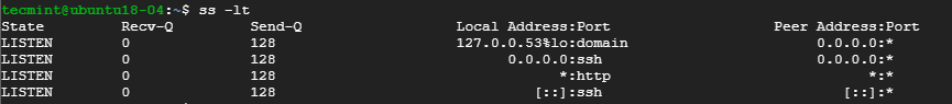 List Listening TCP Connections in Linux