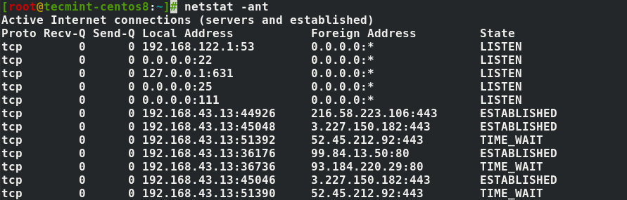 List Network Connections