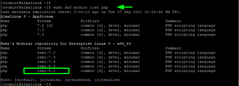 List PHP Module in AlmaLinux