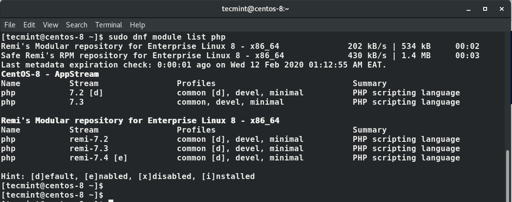 List PHP Module in CentOS 8