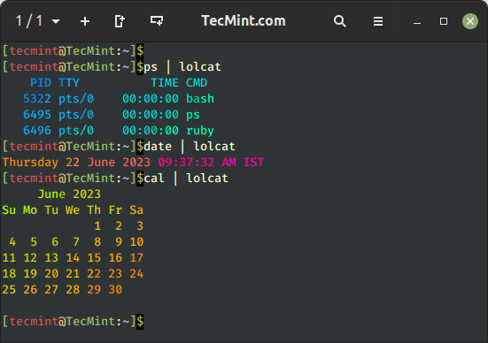 Lolcat Command Usage