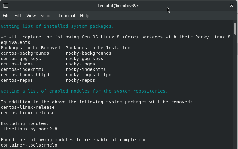 Removing CentOS 8 Repositories with Rocky Linux