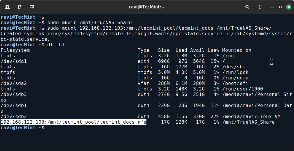 Mount TrueNAS NFS Share