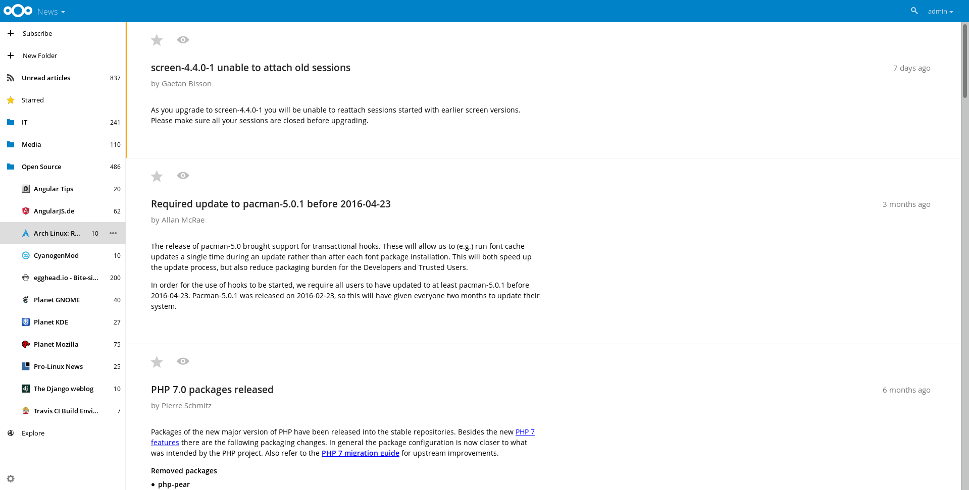 News - RSS Feed Reader for Nextcloud