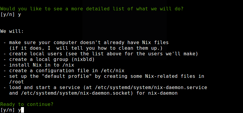 Nix Installation Summary