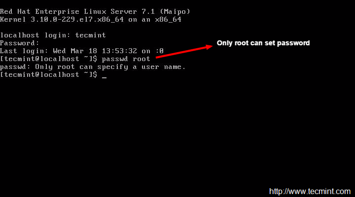 Only Root User Can Set Password