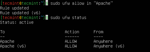 Open Apache Port on UFW Firewall