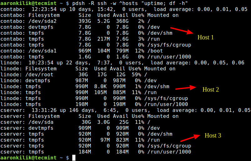 pdsh - Execute Commands in Multiple Linux Servers